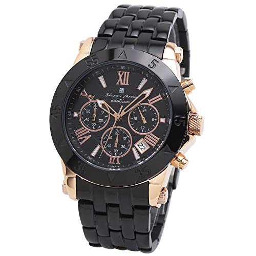 [ サルバトーレマーラ ] 腕時計 メンズ ビジネス アナログ 防水 イタリアブランド (ピンクゴールド ブラック) SS-PGBK